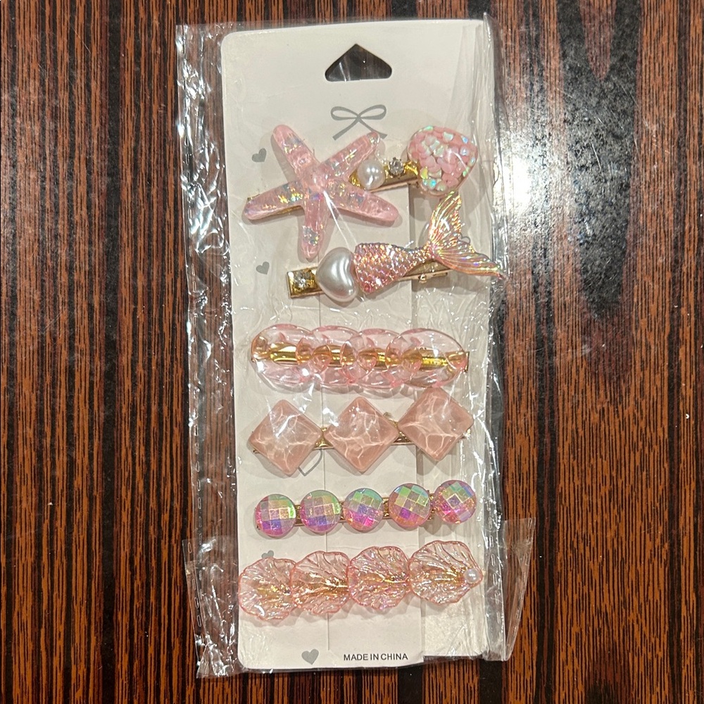 Pink and Gold Kids Hair Clip Set
